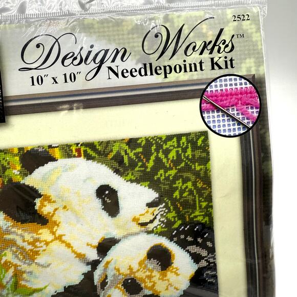 Pandas and Bamboo Needlepoint Kit 10x10 Design Works Made in USA Embroidery - Picture 4 of 6